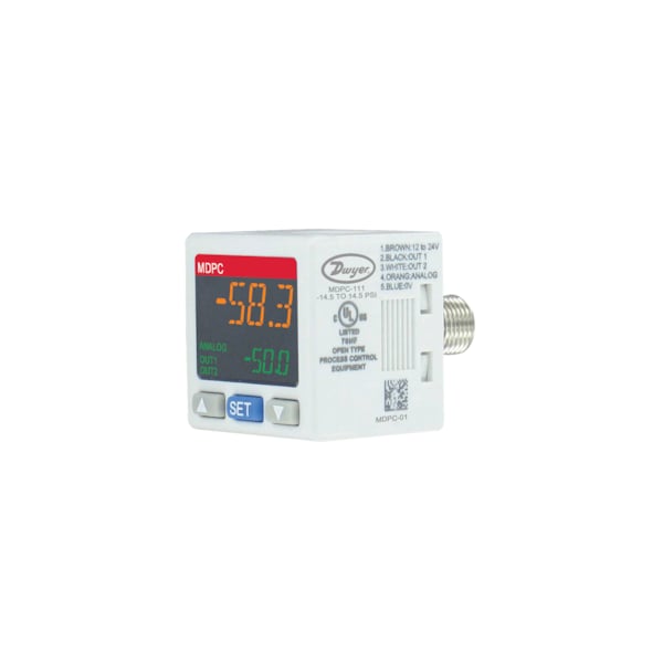 Pressure controller, range -14.5 psi to 14.5 psi, NPN output, 1 to 5 V, outer connection 1/8in PT
